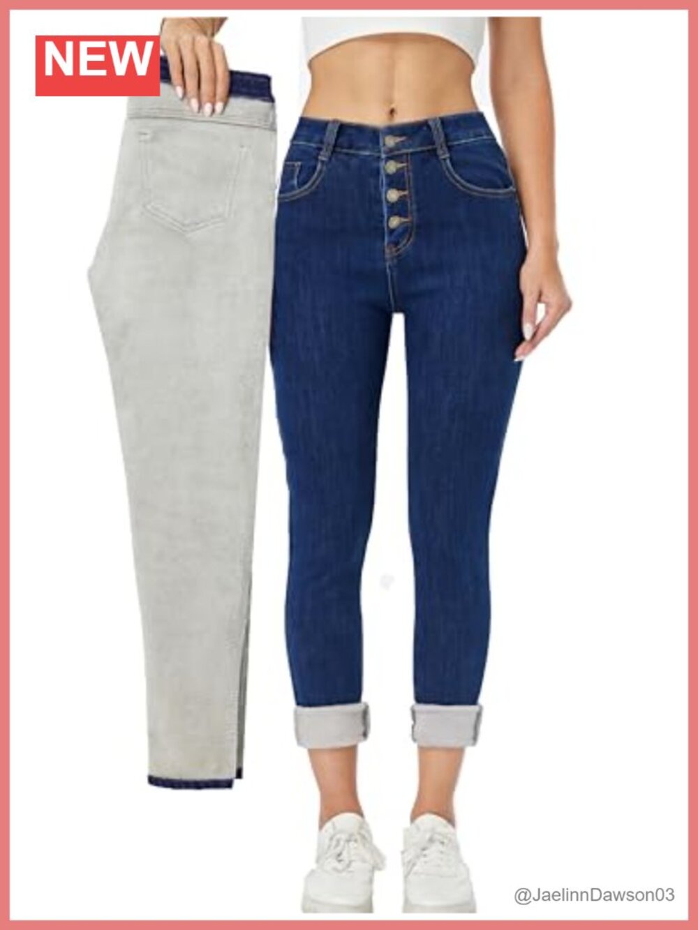 Fleece Lined Thermal Skinny High Rise Jeans Winter Warm Denim Pants